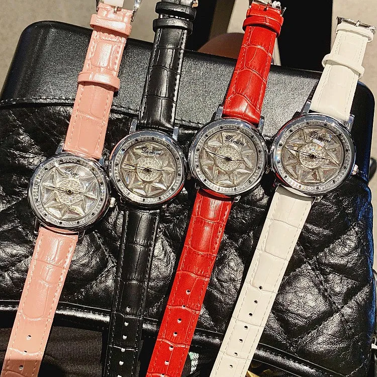 Silver Case Rotatable Women's Watch