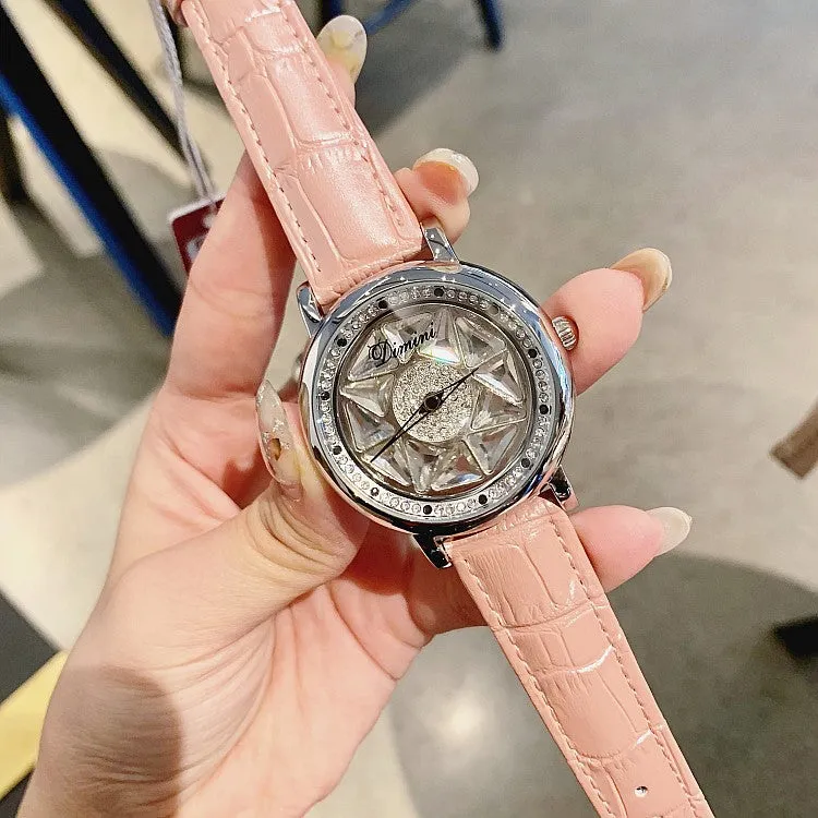 Silver Case Rotatable Women's Watch
