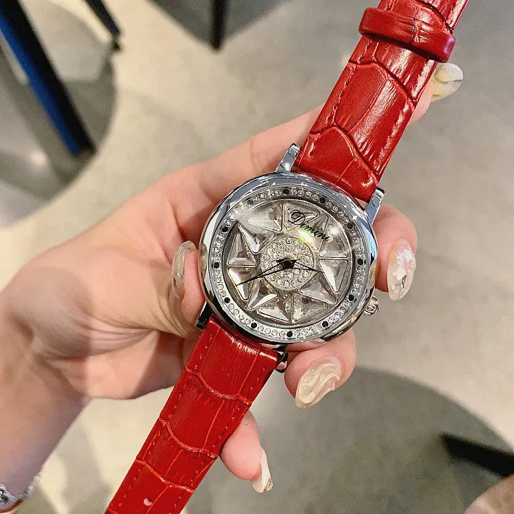 Silver Case Rotatable Women's Watch
