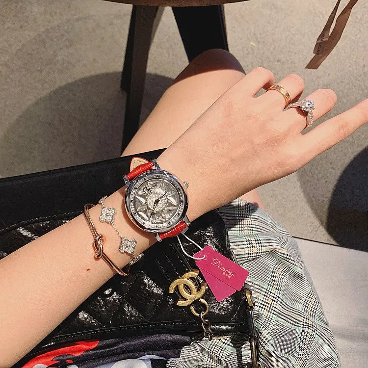 Silver Case Rotatable Women's Watch