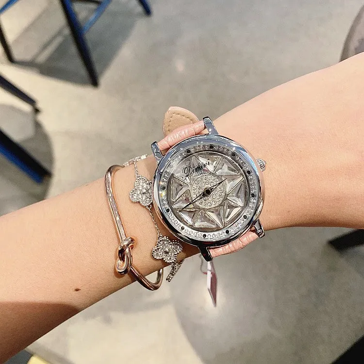 Silver Case Rotatable Women's Watch