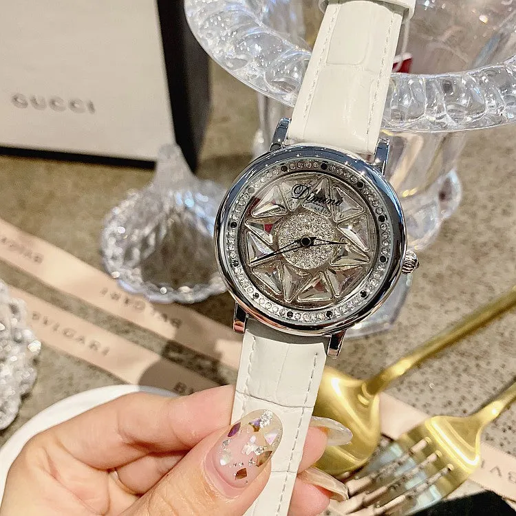 Silver Case Rotatable Women's Watch