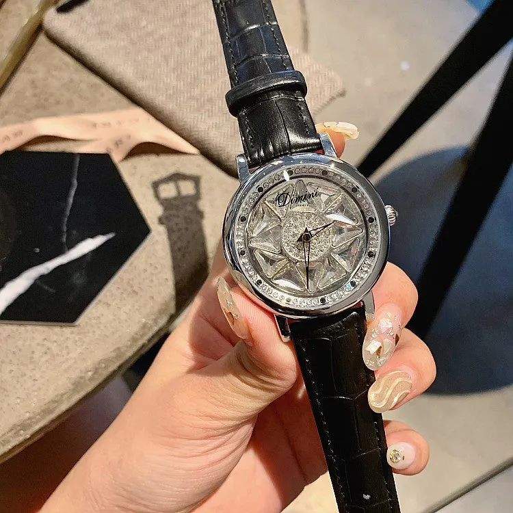 Silver Case Rotatable Women's Watch