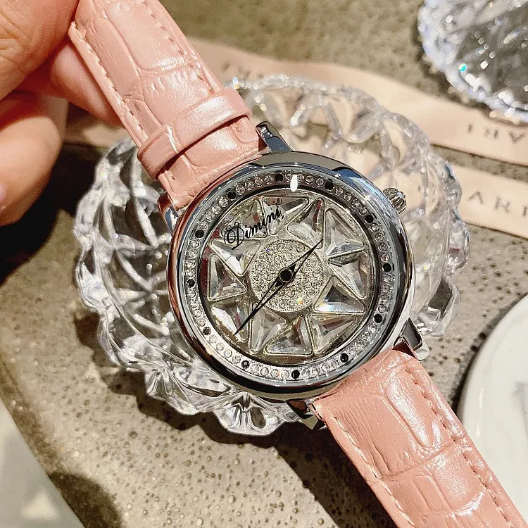 Silver Case Rotatable Women's Watch