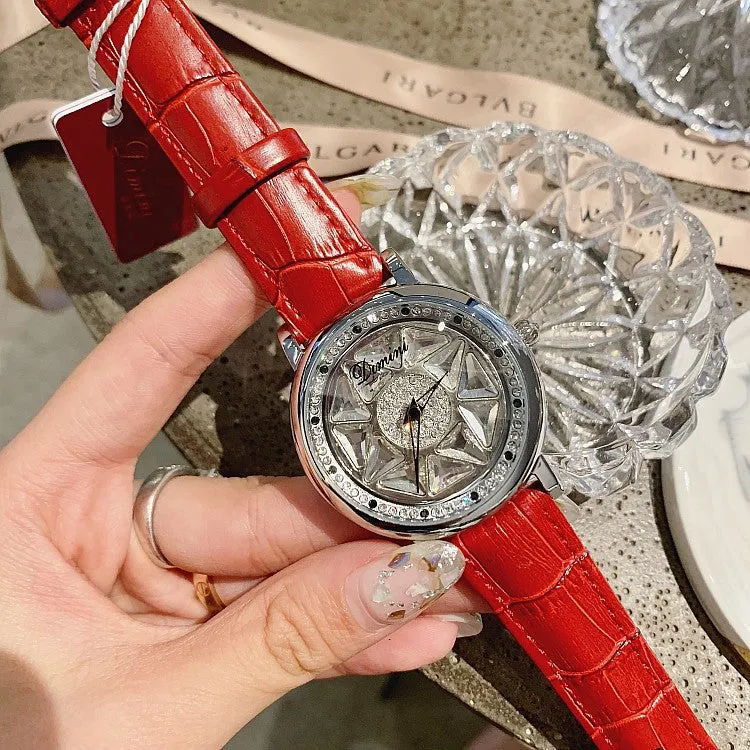 Silver Case Rotatable Women's Watch