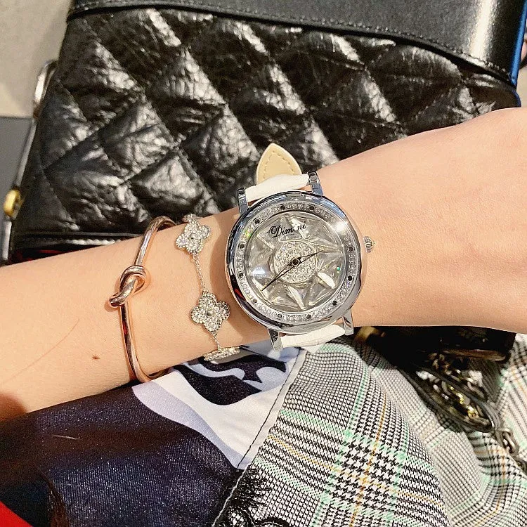 Silver Case Rotatable Women's Watch