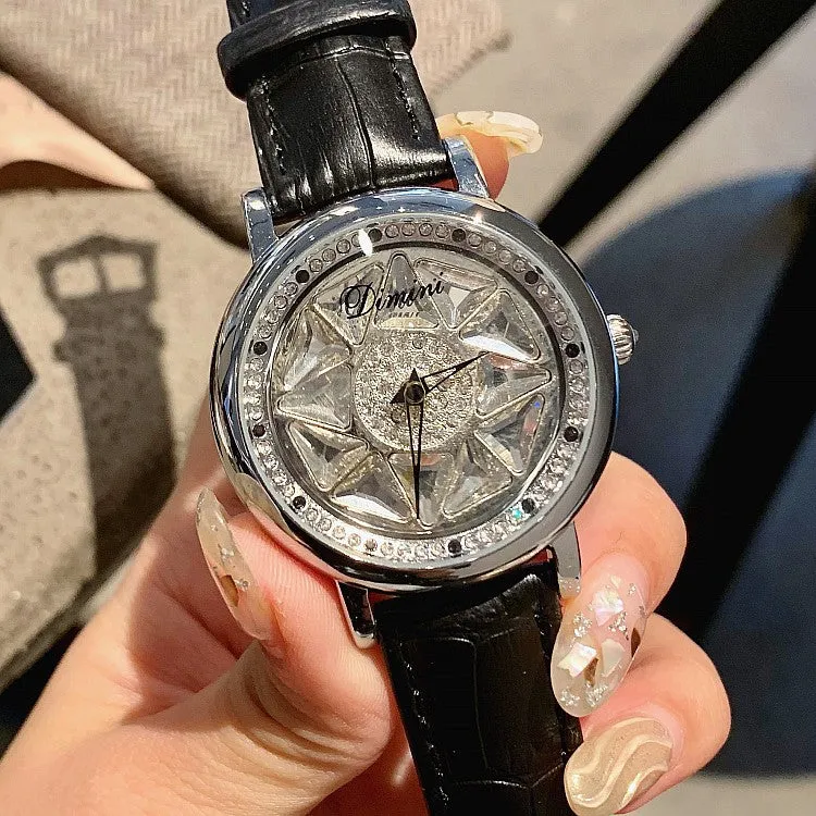 Silver Case Rotatable Women's Watch