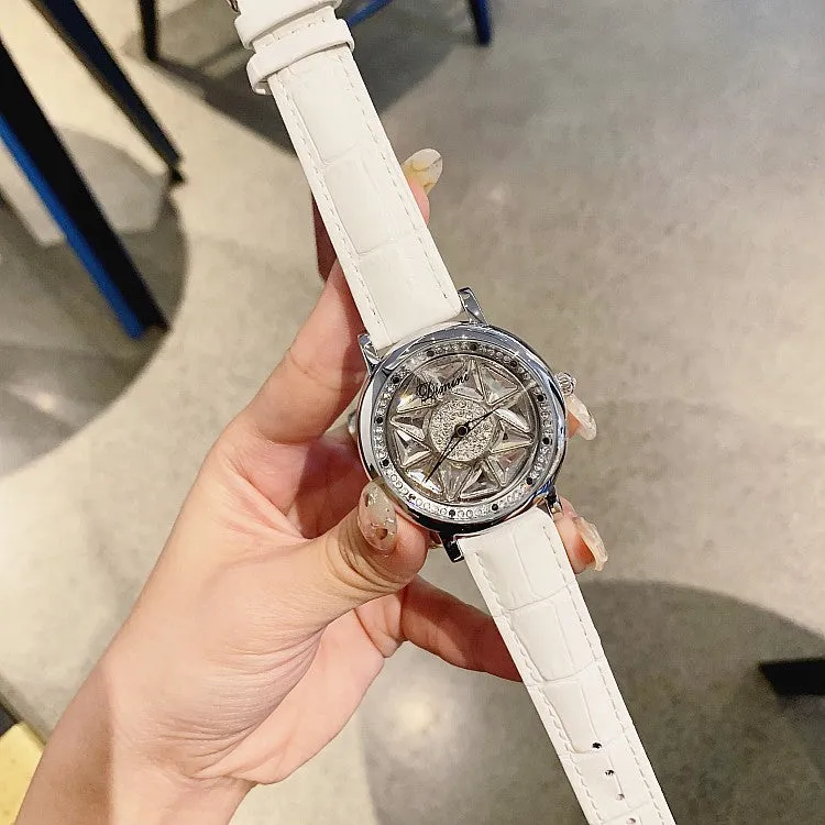 Silver Case Rotatable Women's Watch