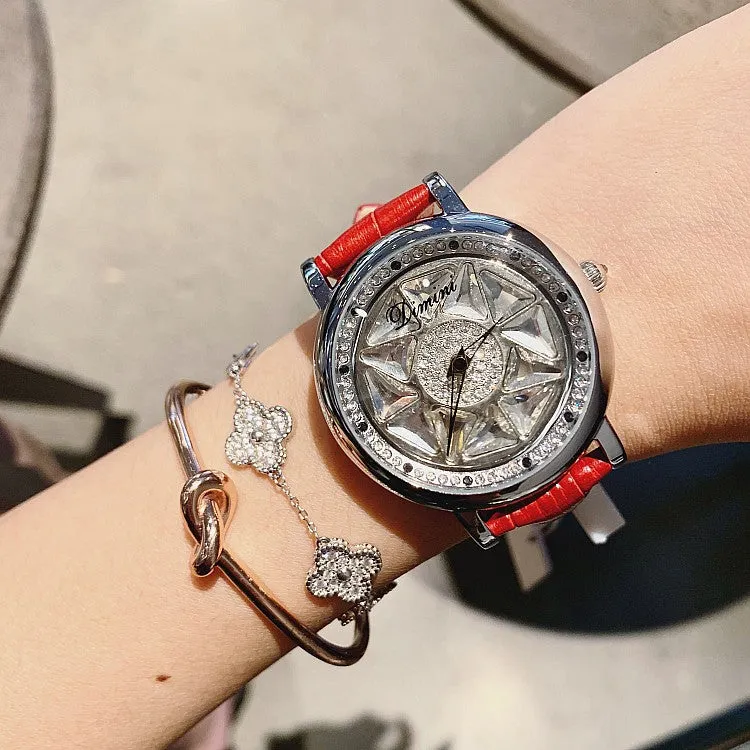 Silver Case Rotatable Women's Watch
