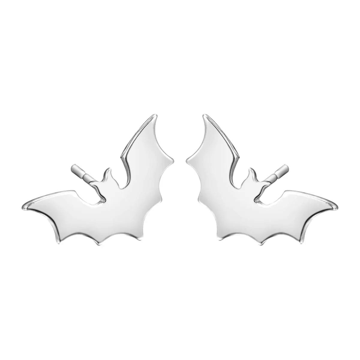 Silver-Plated Bat Stud Earrings