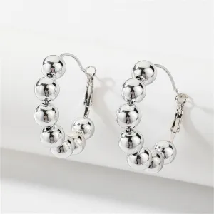 Silver-Plated Beaded Hoop Earrings
