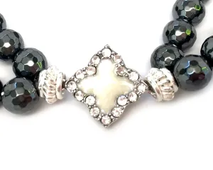 Silver-Plated Fleur di Lis with White Center Charm