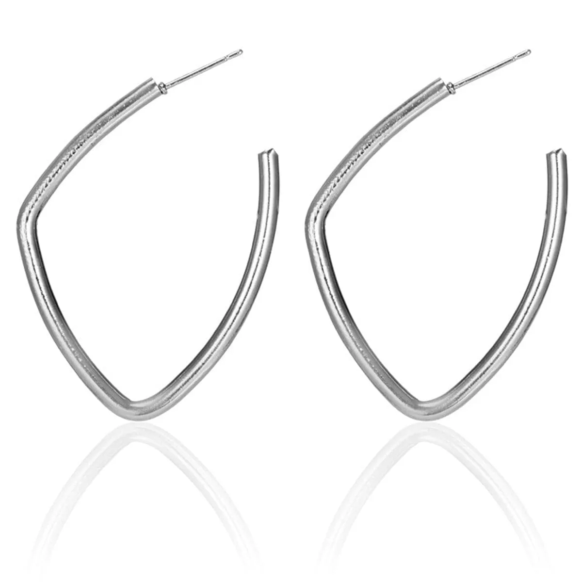 Silver-Plated Irregular Geometric Hoop Earrings