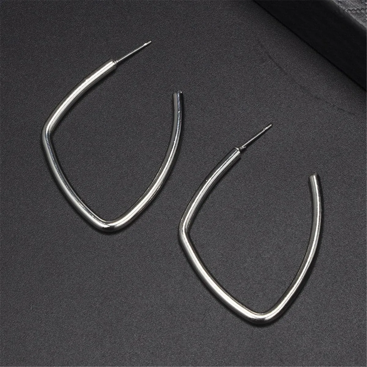 Silver-Plated Irregular Geometric Hoop Earrings