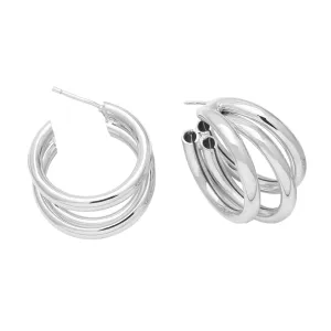 Silver-Plated Layered Half-Hoop Earrings