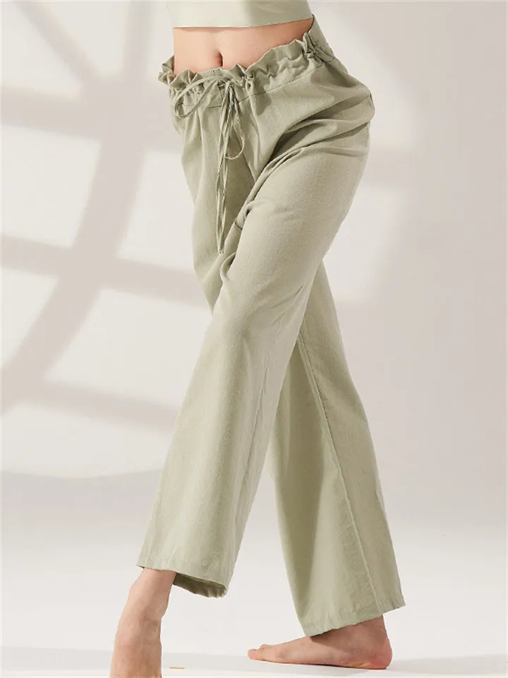 Simple High Waist Straight-Leg Casual Pants for Women