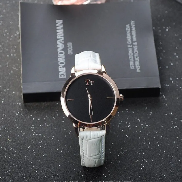 Simple Round Dial Leather Strap Women's Watch