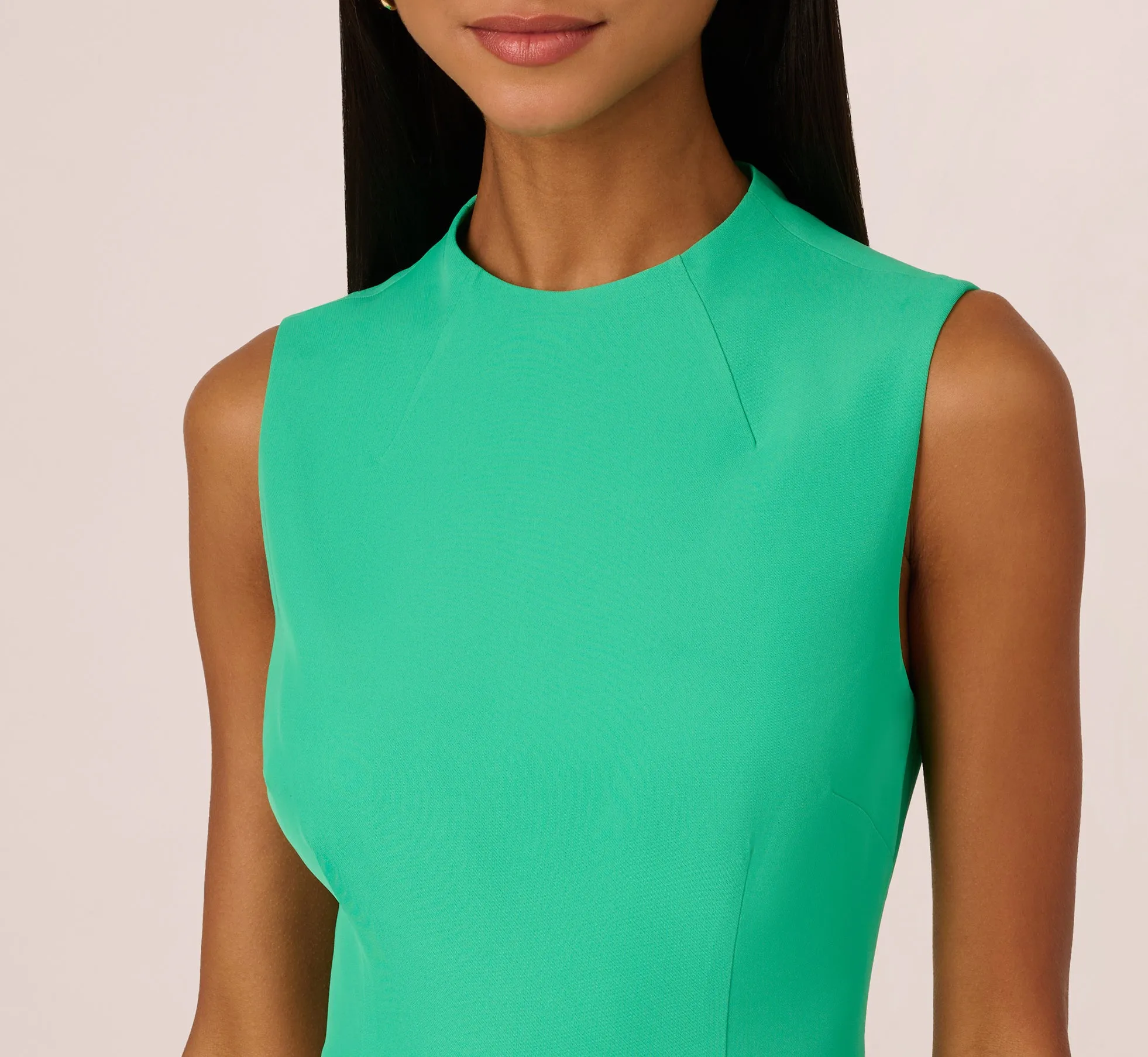 Sleeveless Romper With Peplum Hem In Flora Green