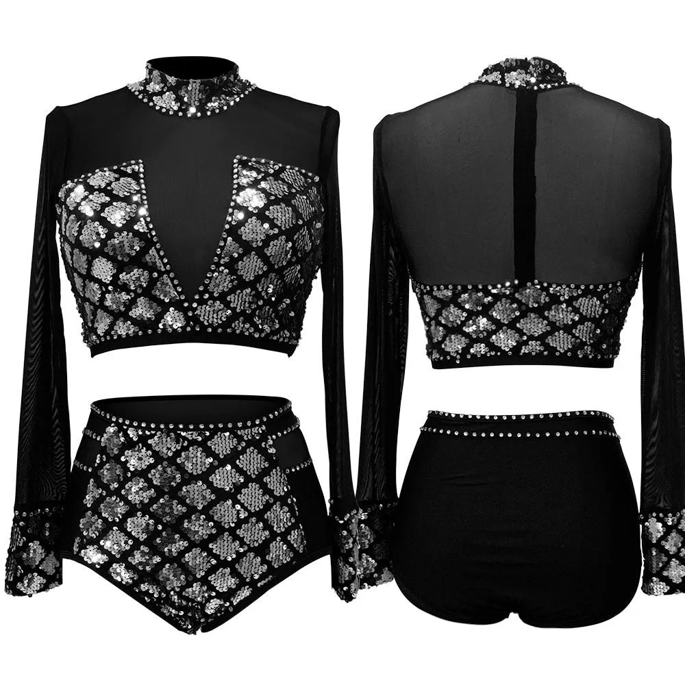 Sliver Sequin with Diamond 2 Pcs Outfits