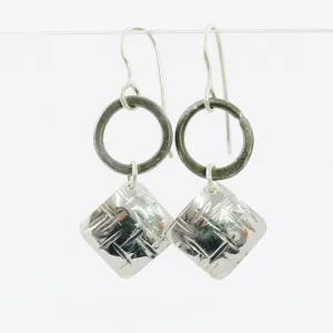 Small Hoop Earrings with Sterling Silver Square