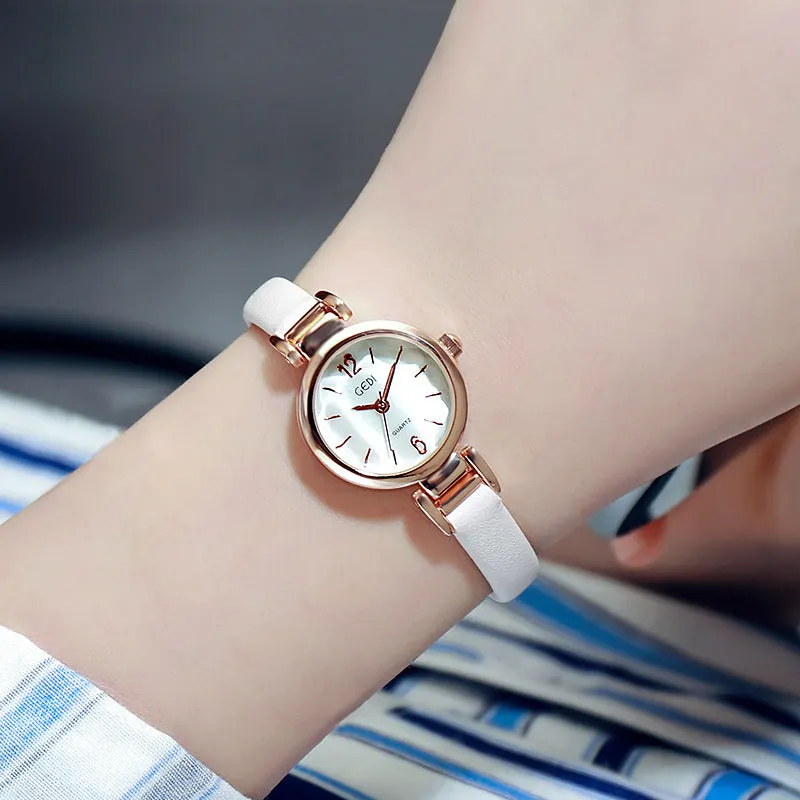 Small Leisure Leather Strap Women's Watch