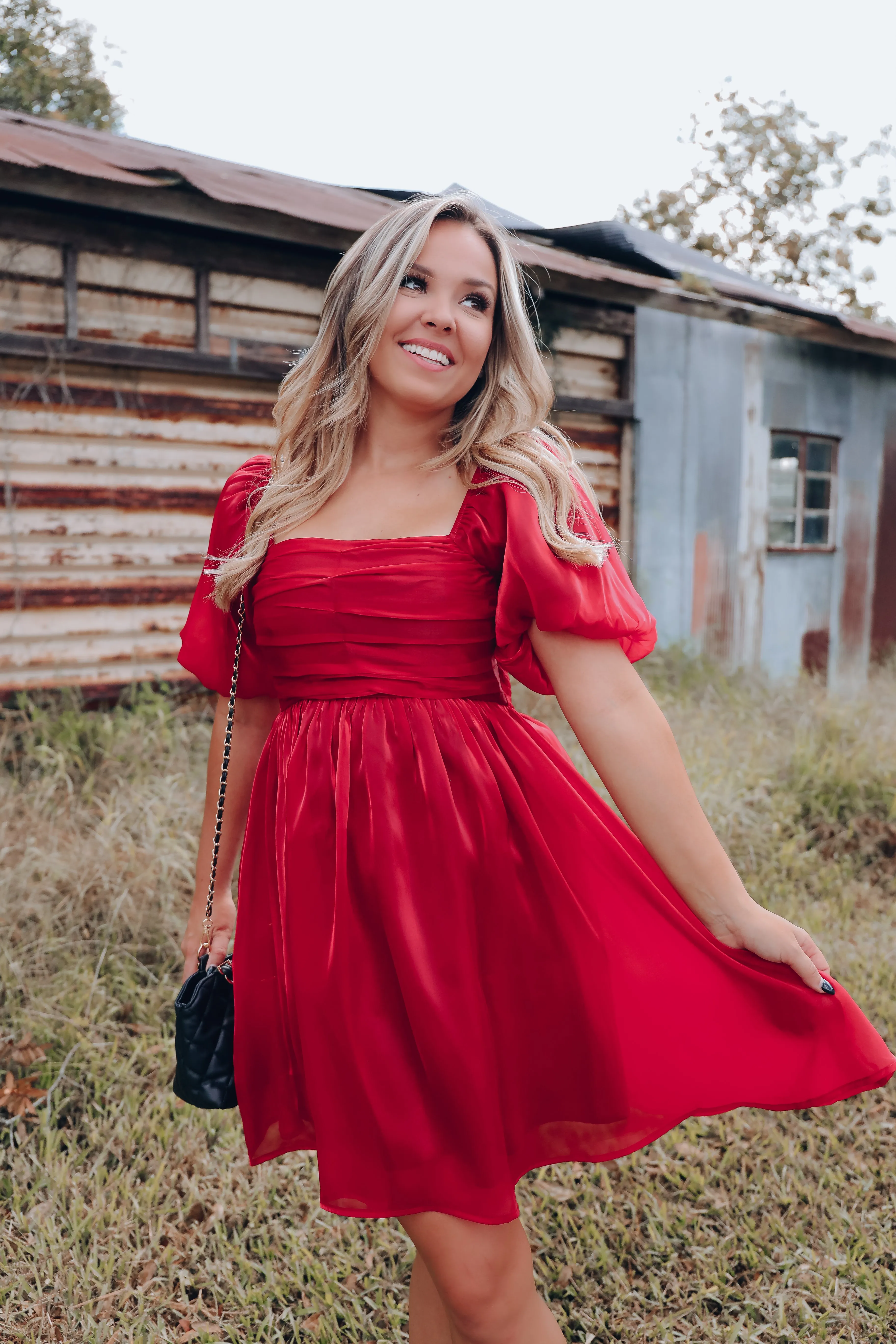 So Girly Iridescent Mini Dress - Ruby