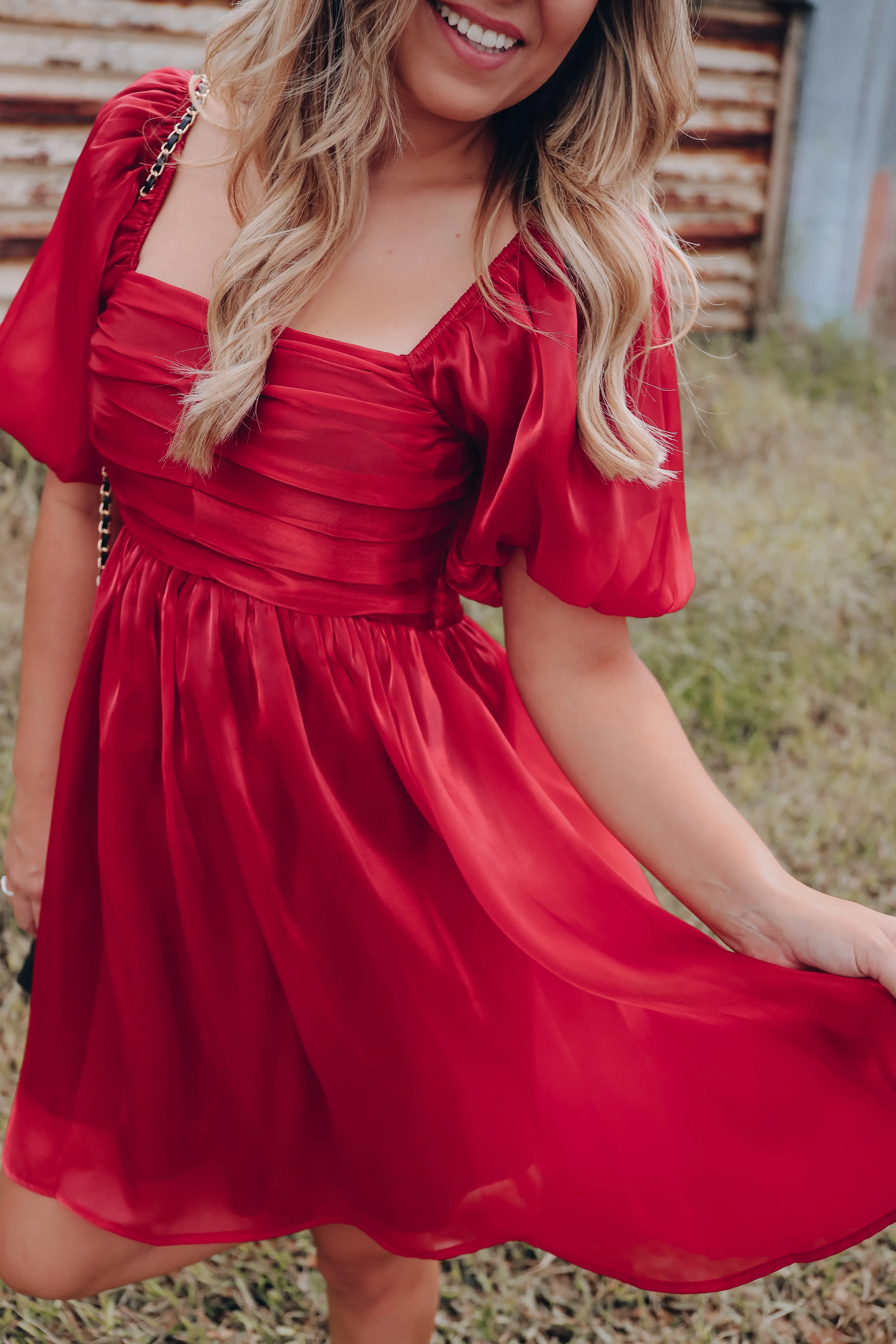 So Girly Iridescent Mini Dress - Ruby