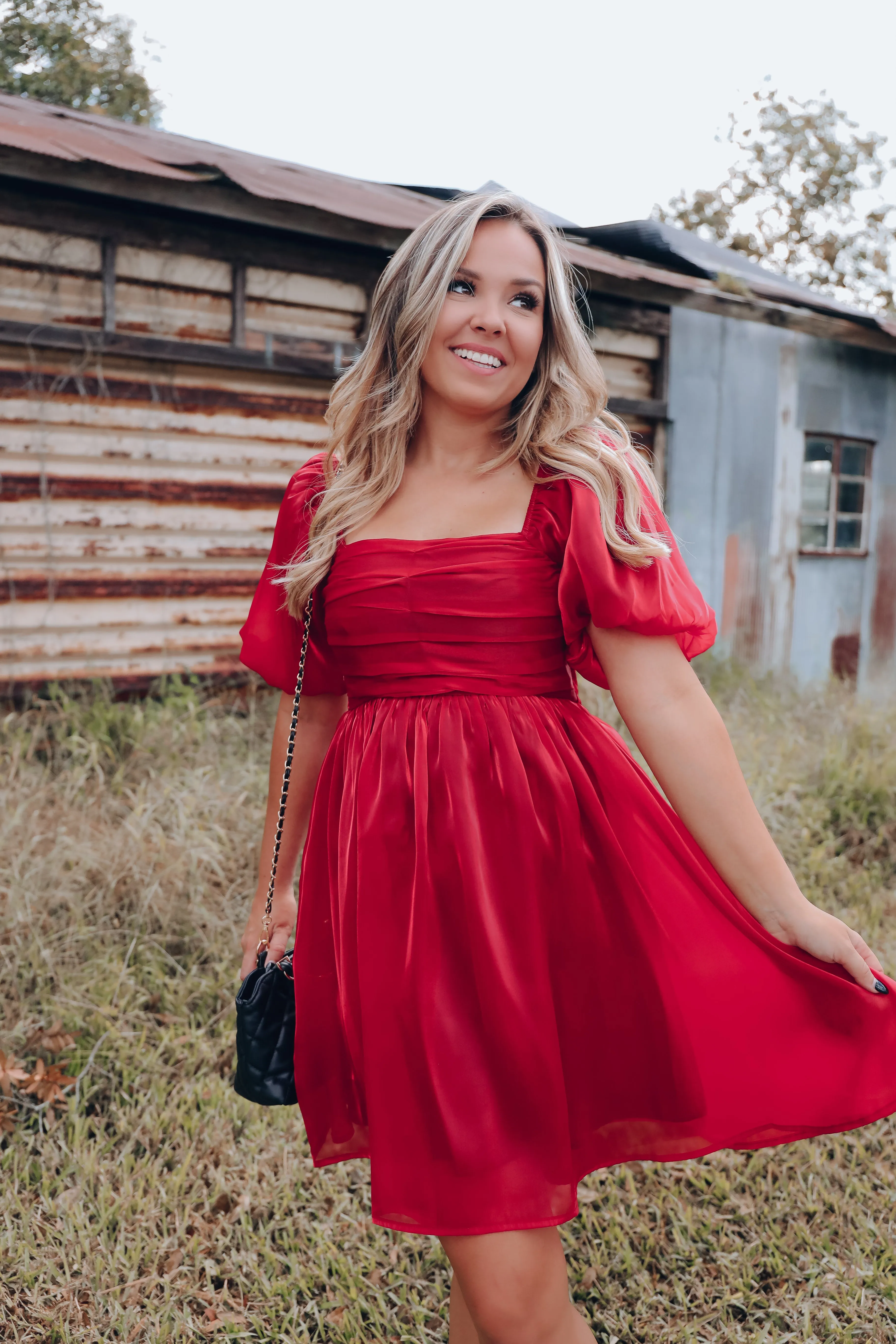 So Girly Iridescent Mini Dress - Ruby