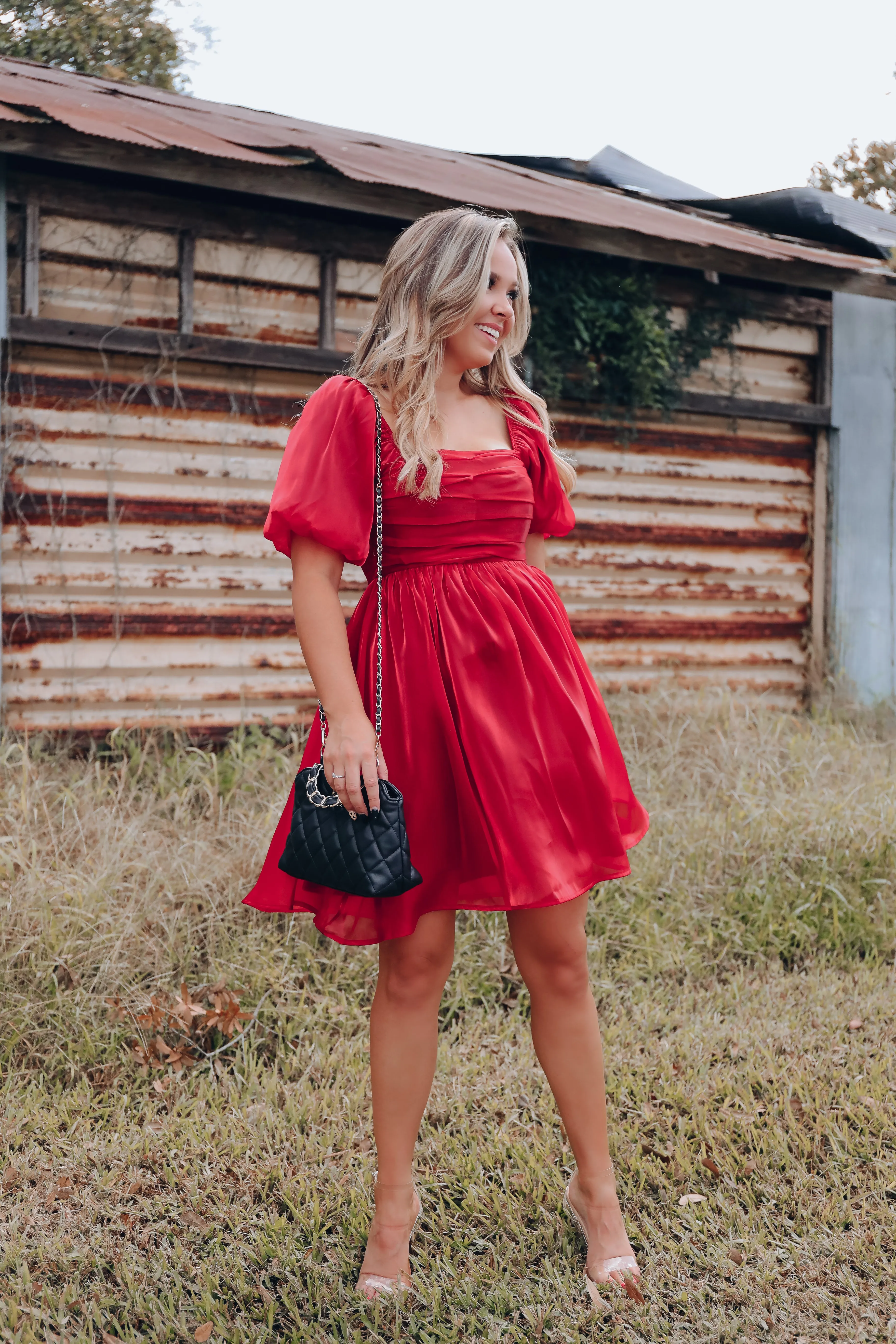 So Girly Iridescent Mini Dress - Ruby