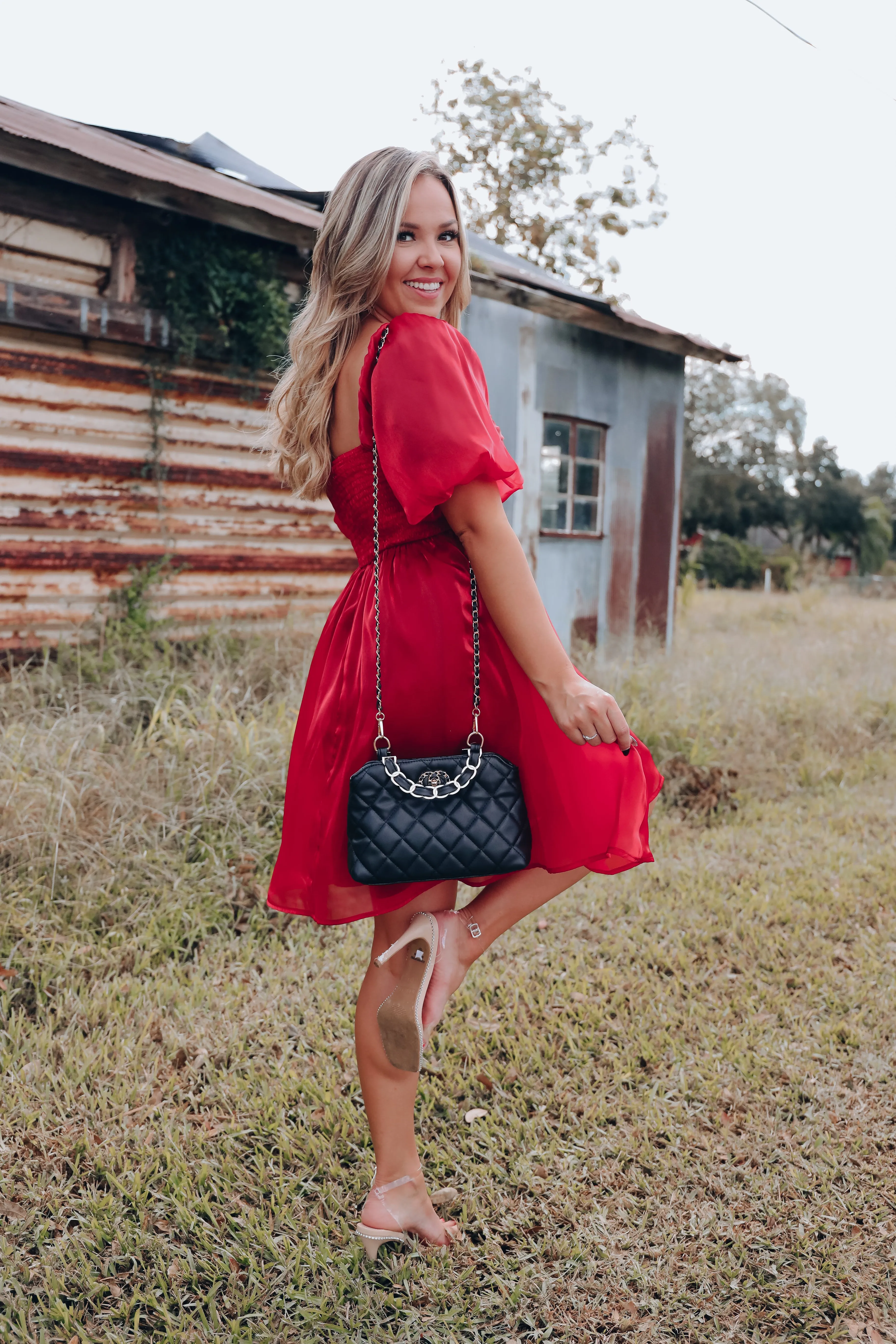 So Girly Iridescent Mini Dress - Ruby