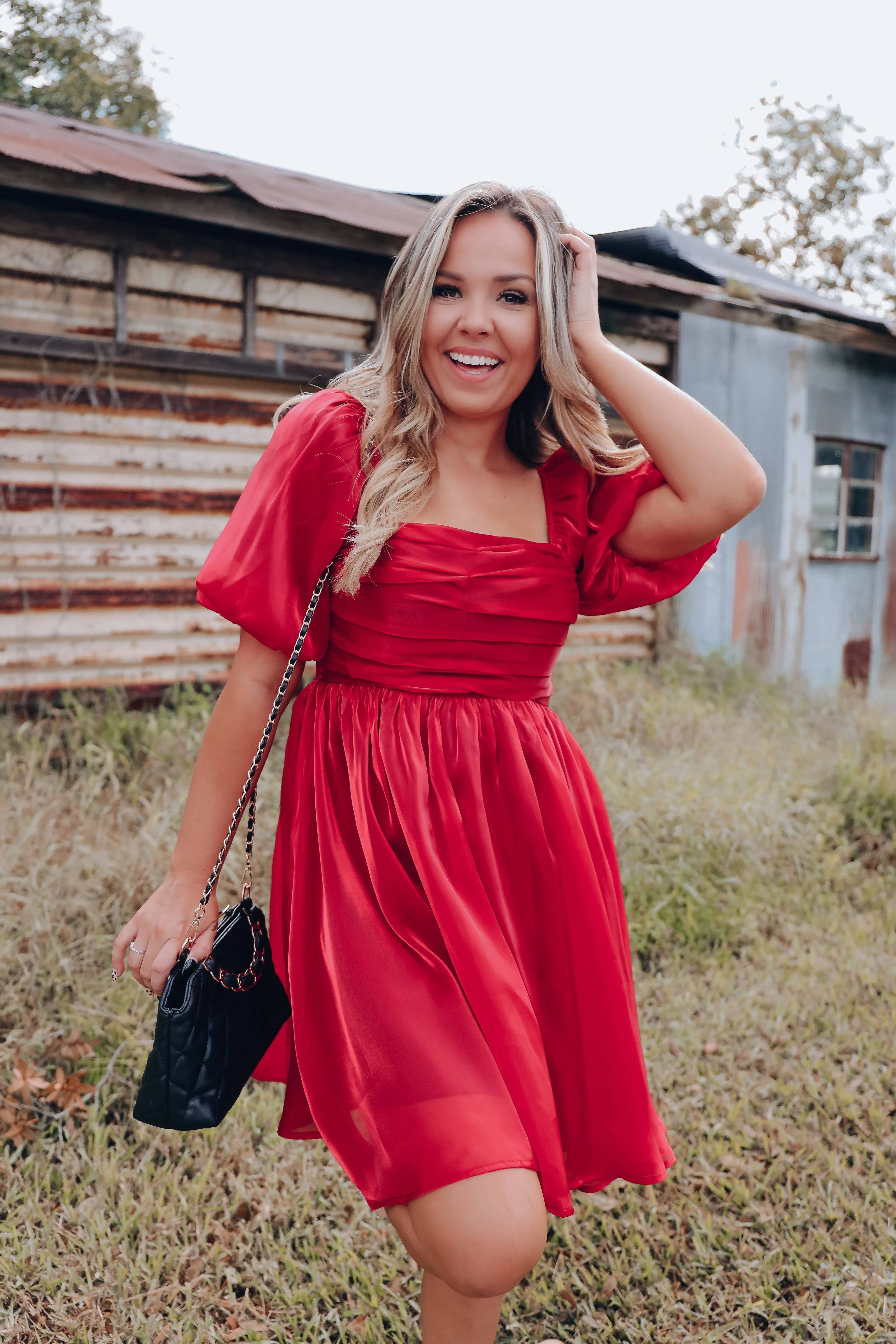 So Girly Iridescent Mini Dress - Ruby