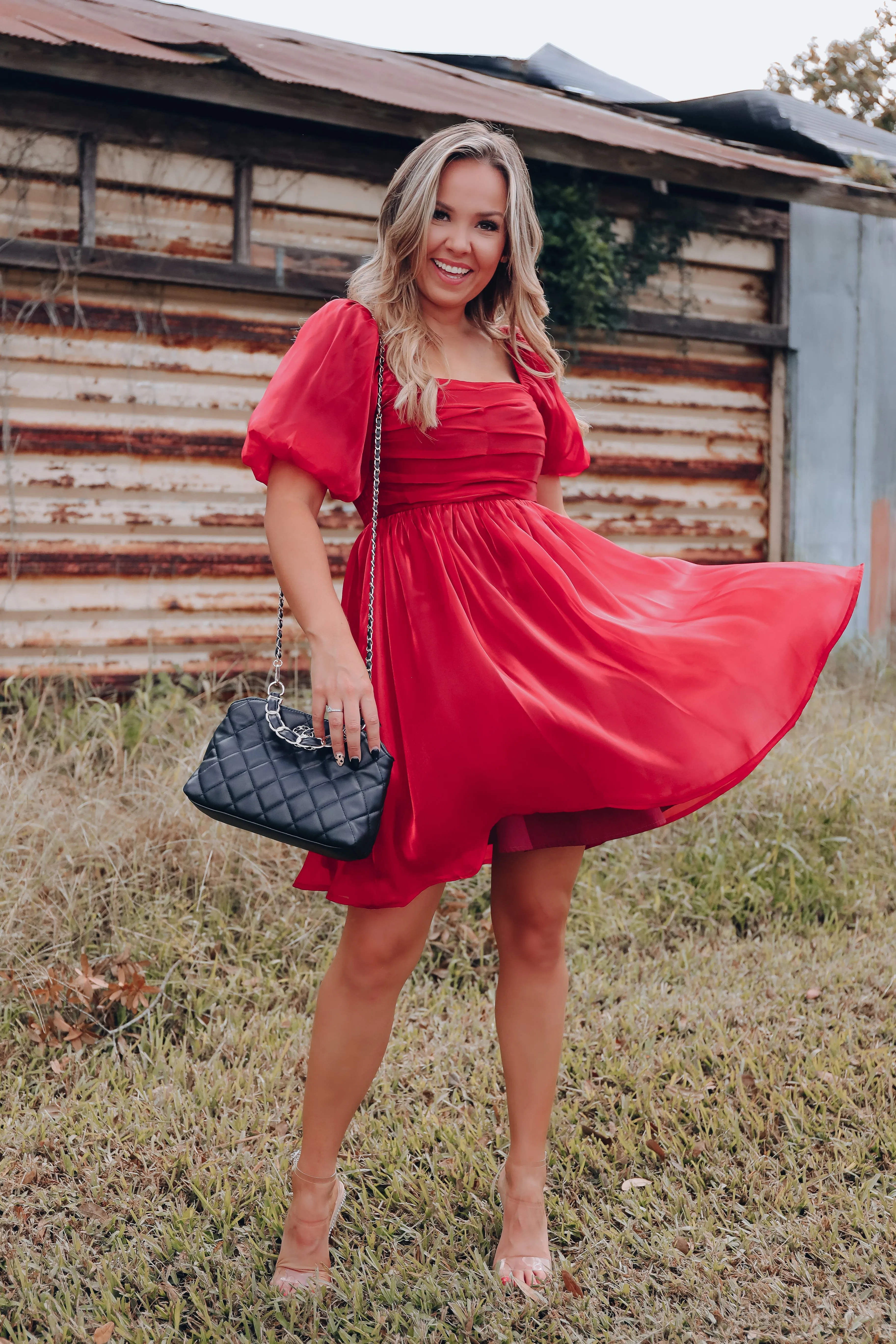 So Girly Iridescent Mini Dress - Ruby