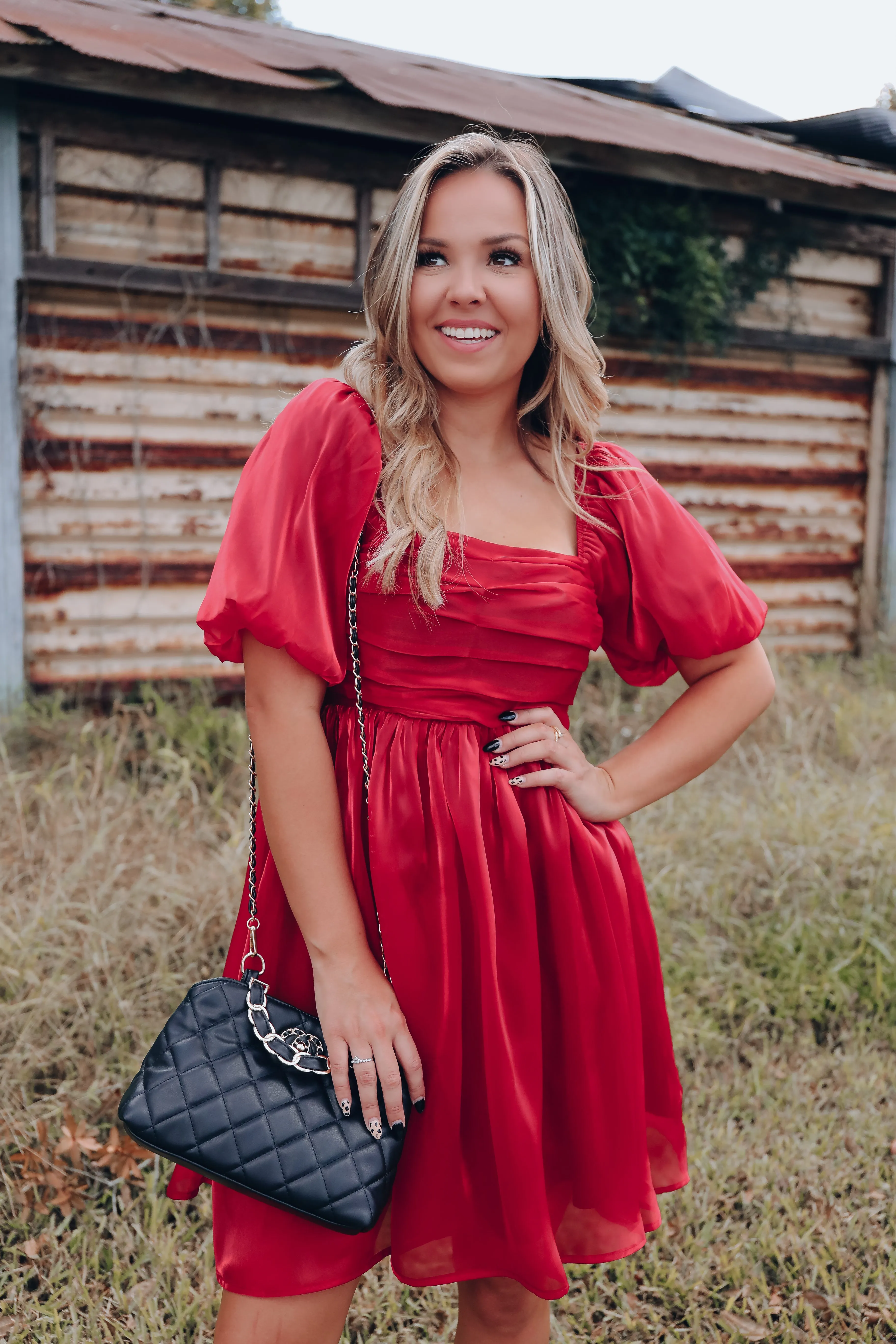 So Girly Iridescent Mini Dress - Ruby