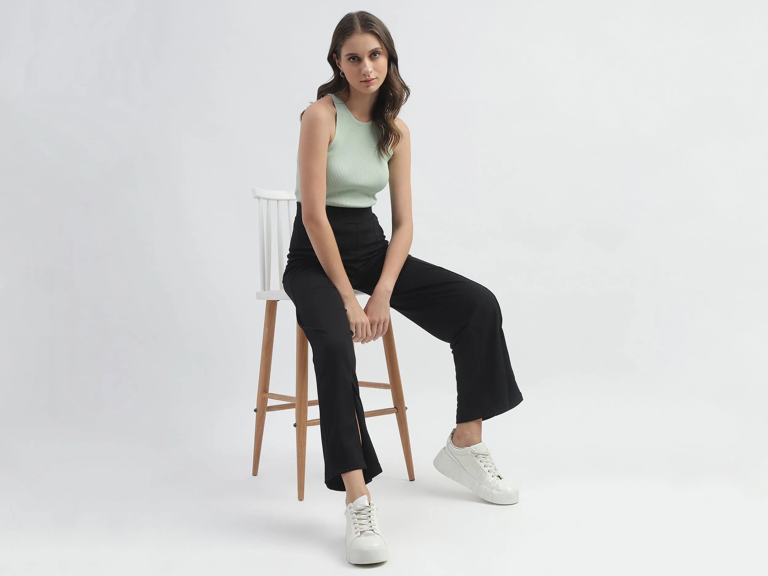 Solid Regular-Fit Trousers