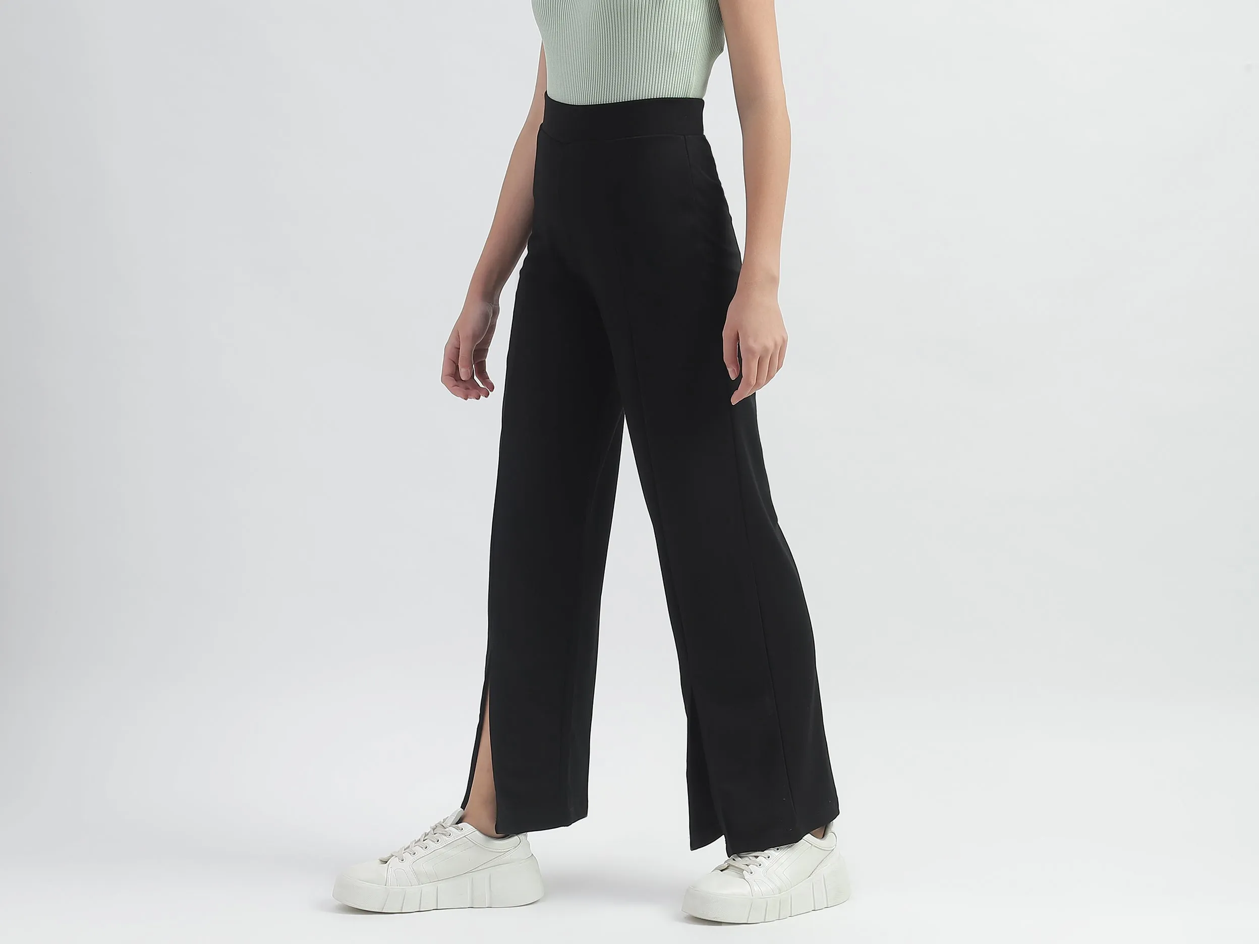 Solid Regular-Fit Trousers