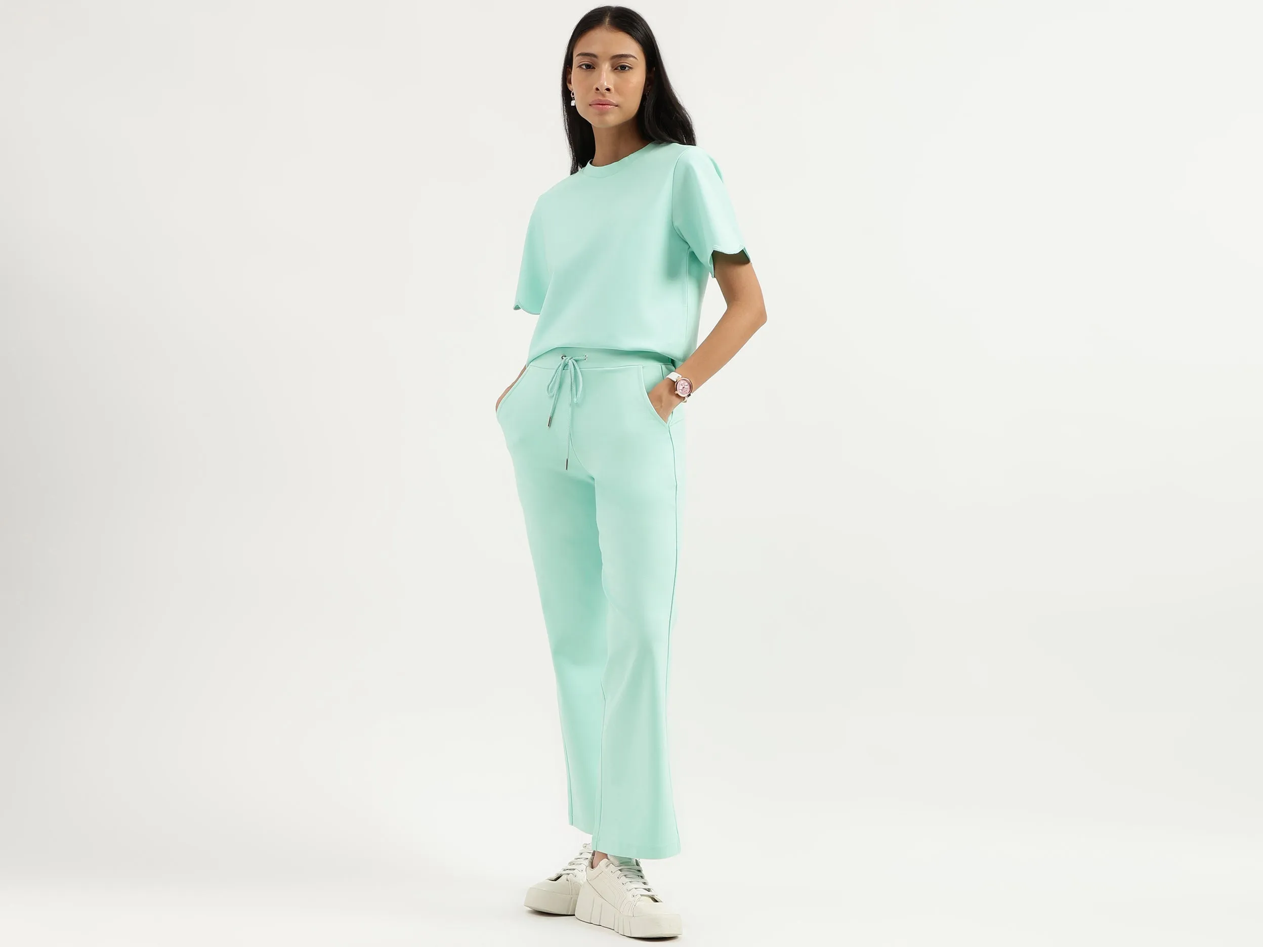 Solid Straight Fit Trousers