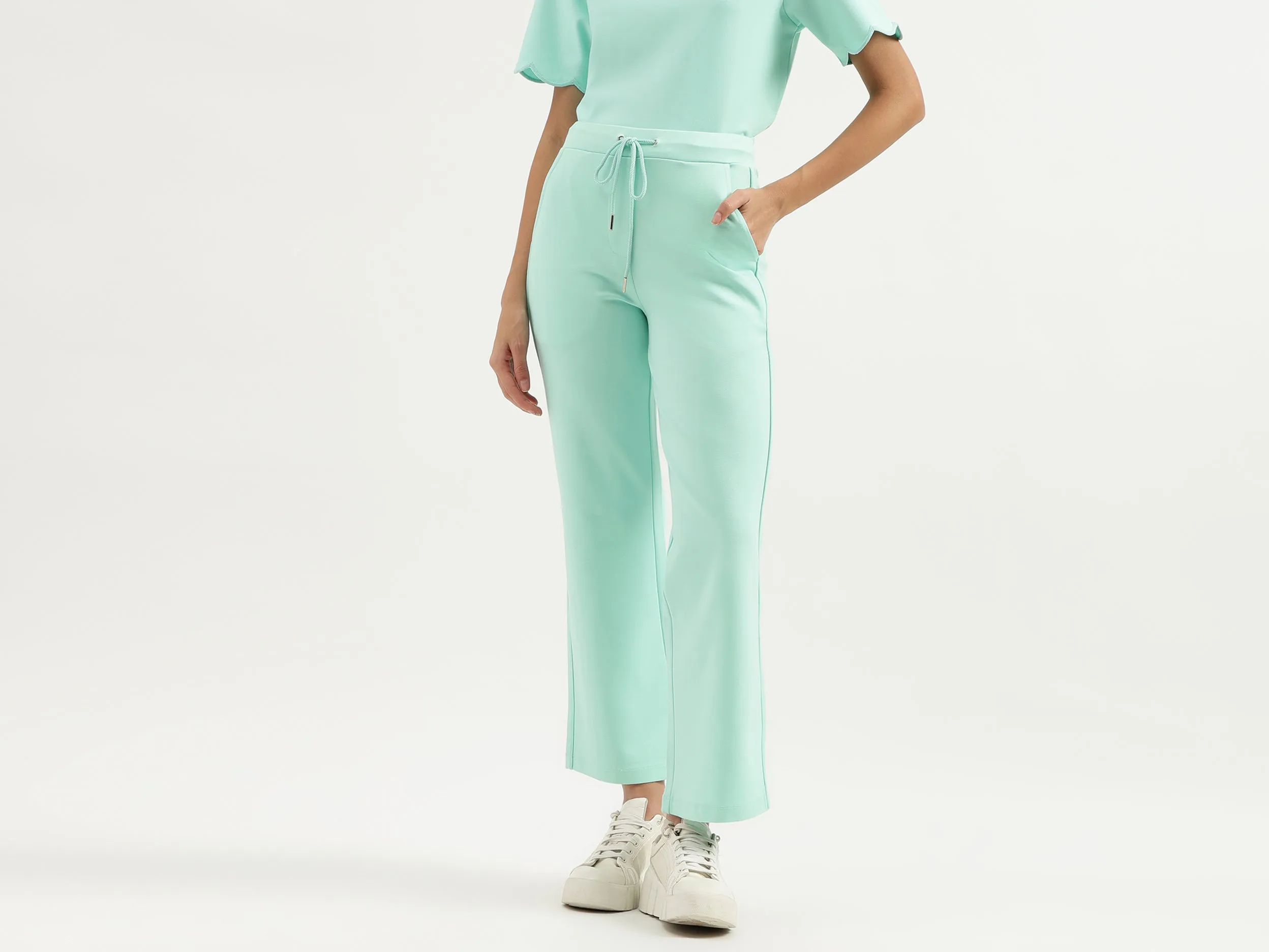 Solid Straight Fit Trousers