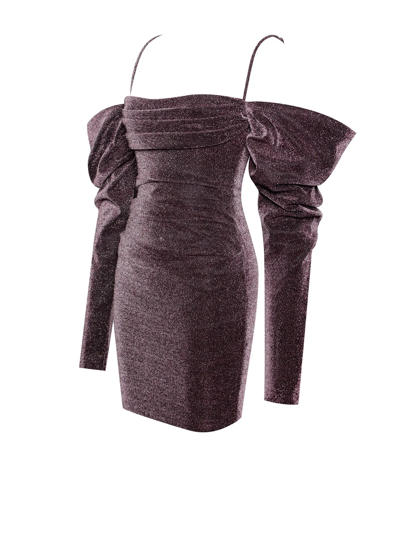 Soraya Metallic Puff Sleeve Dress X Rose Gold