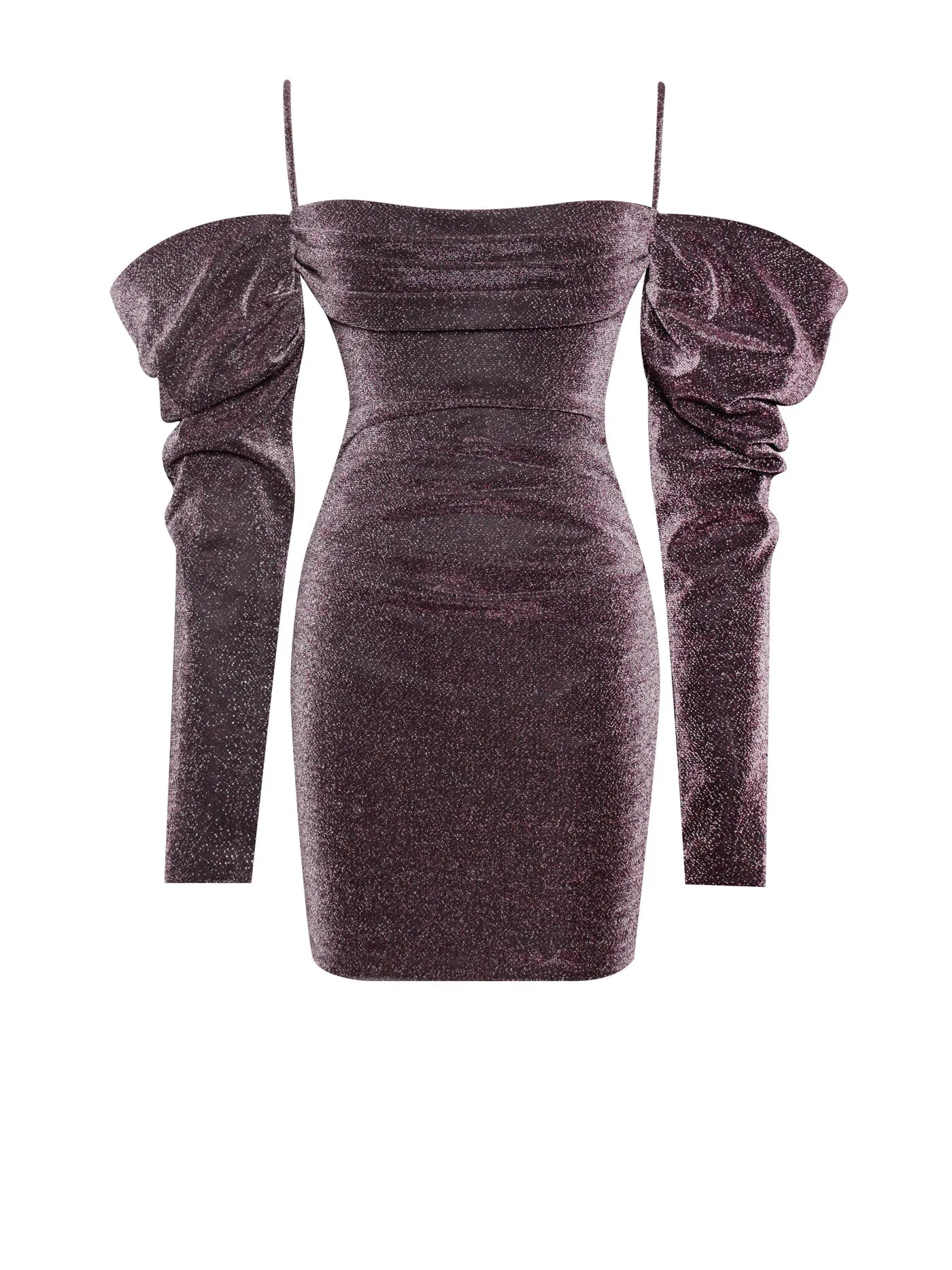 Soraya Metallic Puff Sleeve Dress X Rose Gold