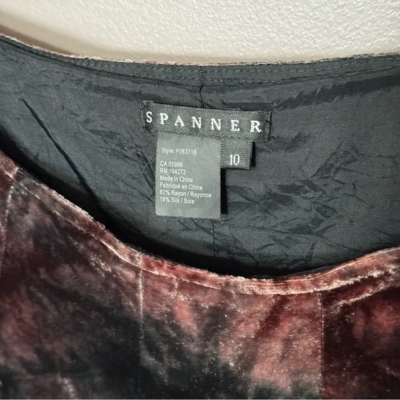 Spanner Brown &amp; Black Silk &amp; Burnt Velvet Circle Skirt Womens Sz 10 Whimsgoth