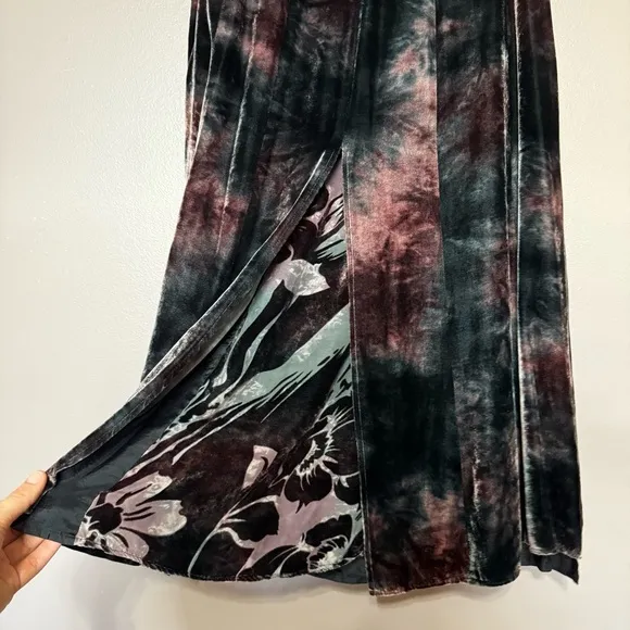 Spanner Brown &amp; Black Silk &amp; Burnt Velvet Circle Skirt Womens Sz 10 Whimsgoth