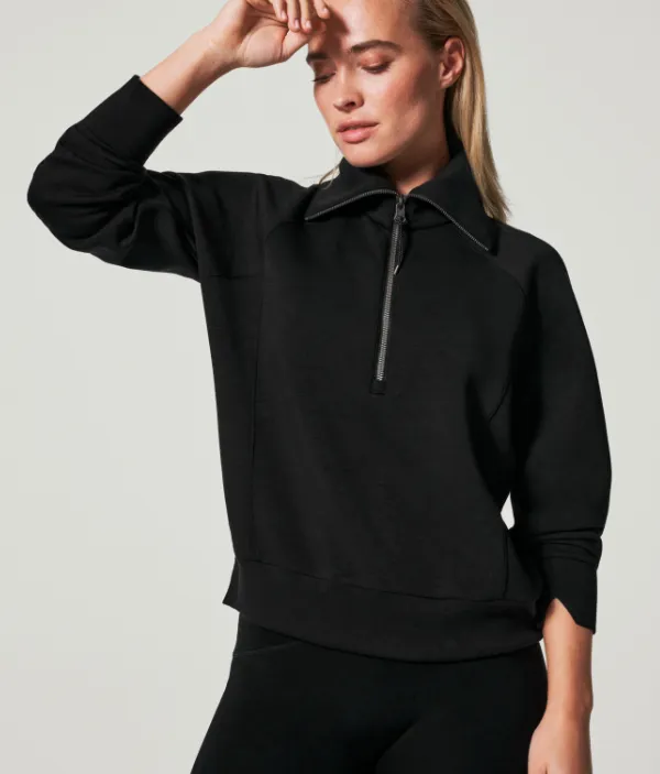 Spanx Airessentials Half Zip - Very Black