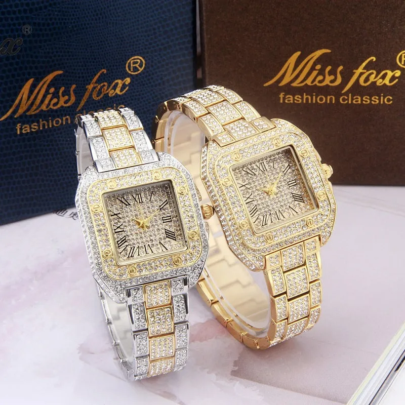 Square Full Of Diamond Quartz Women's Watch