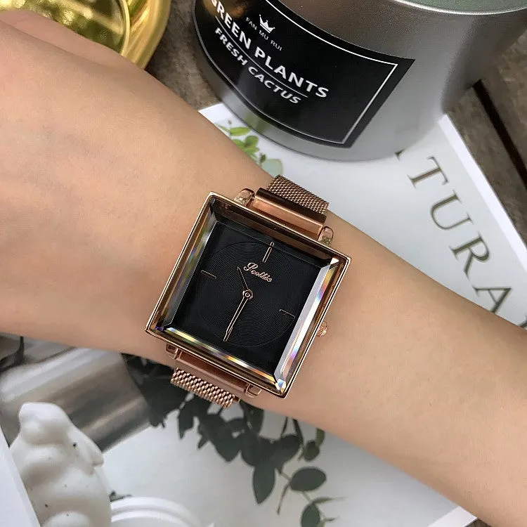 Square Pattern Mesh Strap Women's Watch