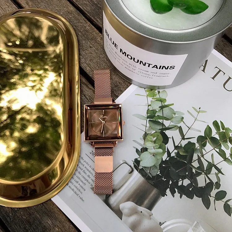 Square Pattern Mesh Strap Women's Watch