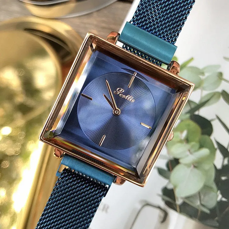Square Pattern Mesh Strap Women's Watch