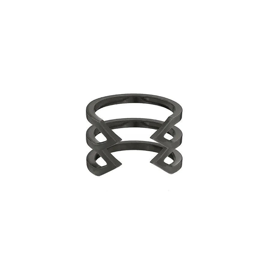 Stacked Dagger Ring - Midi | Black Gold