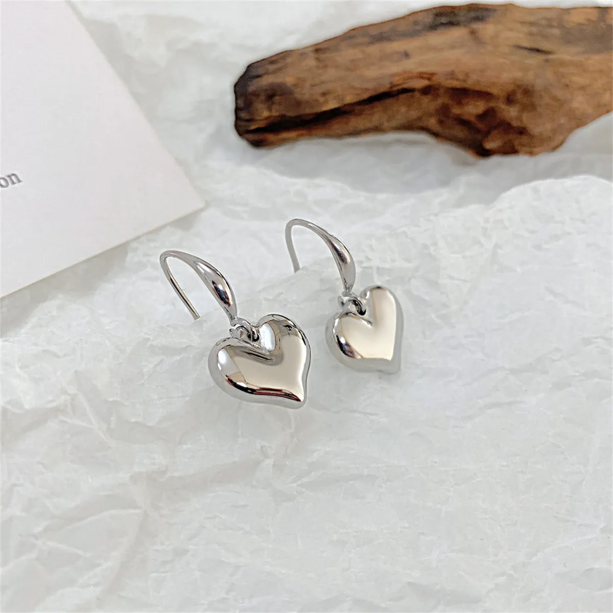Stainless Steel Heart Drop Earrings