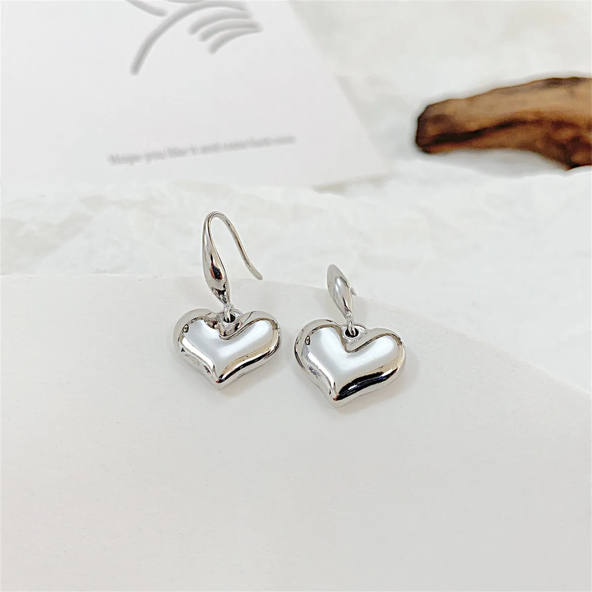 Stainless Steel Heart Drop Earrings