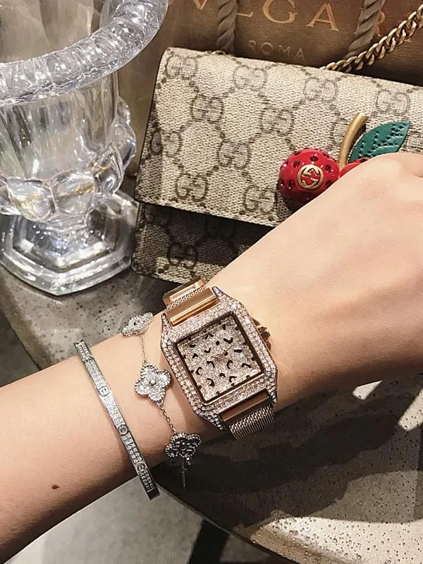 Stainless Steel Iron Strap Square Women's Watch